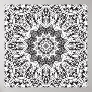 Svartvit Mandala Poster
