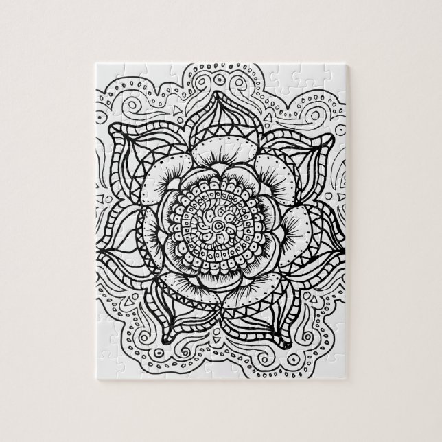 Svartvit Mandala Pussel (Vertikal)