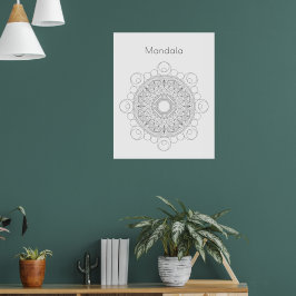 Svartvit Mandala v2-färgning Poster