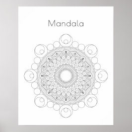 Svartvit Mandala v2-färgning Poster