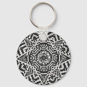 Svartvit mandaladesign nyckelring