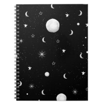 Svartvit Måne och stjärnor