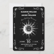 Svartvit måne sol tarot celestial bröllop