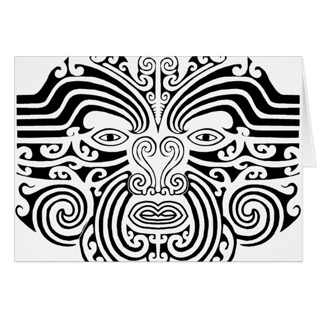 Svartvit Maori tatuering - Hälsningskort (Framsidan Horizontal)
