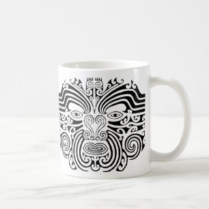 Svartvit Maori tatuering - Kaffemugg