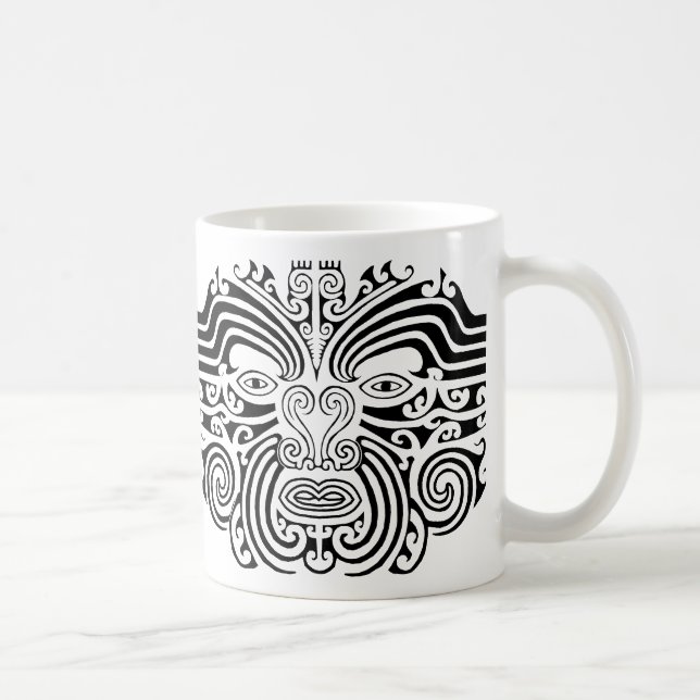 Svartvit Maori tatuering - Kaffemugg (Höger)