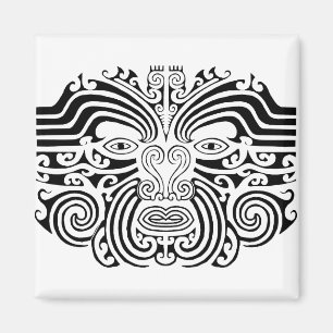 Svartvit Maori tatuering - Magnet