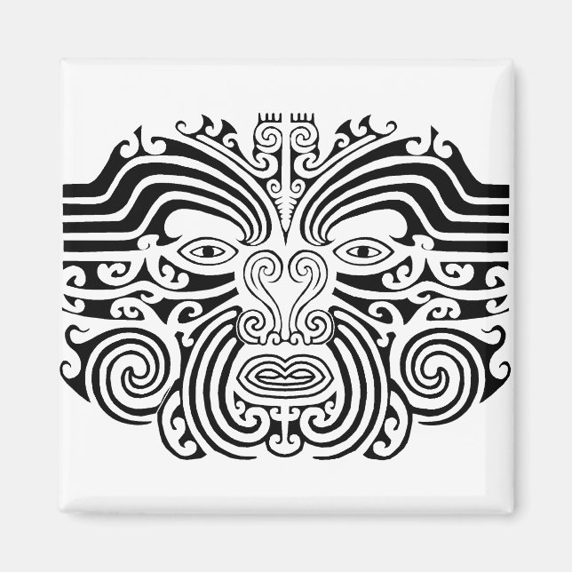 Svartvit Maori tatuering - Magnet (Framsidan)