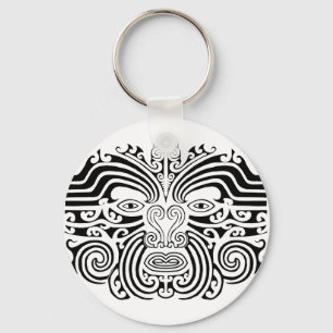 Svartvit Maori tatuering - Nyckelring