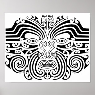 Svartvit Maori tatuering - Poster