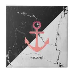 Svartvit Marble-fästpunkt Kakelplatta