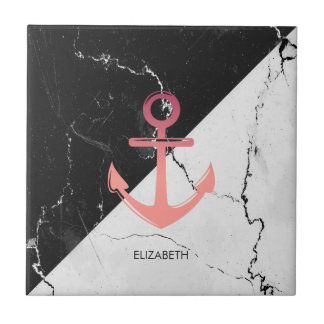 Svartvit Marble-fästpunkt Kakelplatta