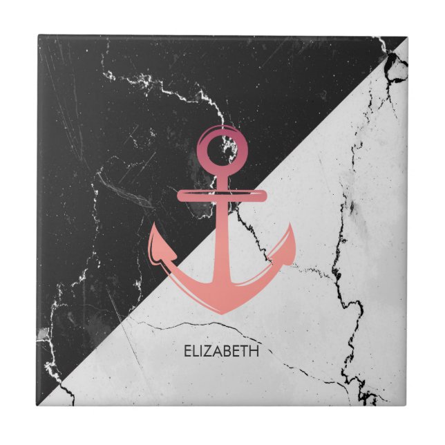 Svartvit Marble-fästpunkt Kakelplatta (Framsidan)