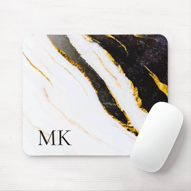 Svartvit marble musmatta (Med mus)