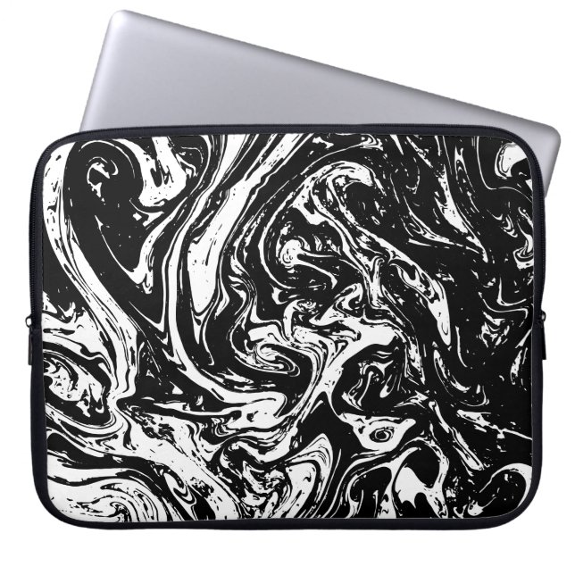 Svartvit Marble Stil Laptop sleeve (Framsidan)