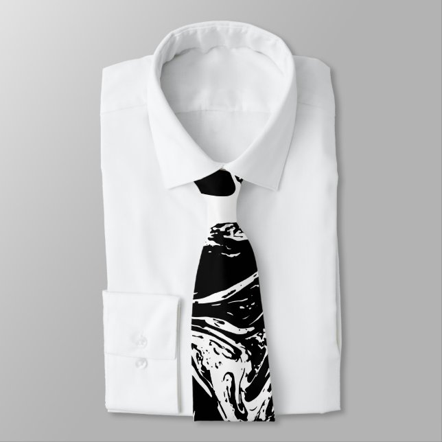 Svartvit Marble Stil Necktie Slips (Bunden)