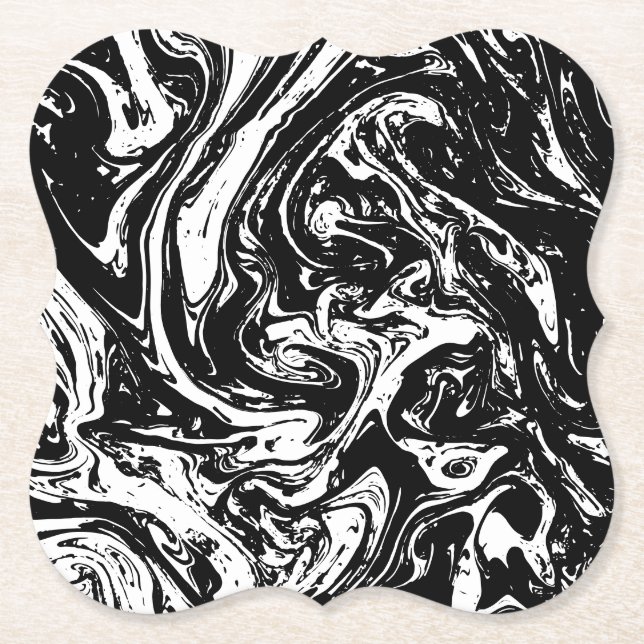 Svartvit Marble Stil Papprare Underlägg Papper (Framsida)