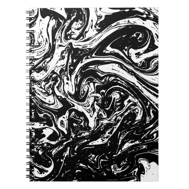 Svartvit Marble Stil Spiral bärbar dator Anteckningsbok (Framsidan)
