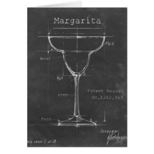 Svartvit Margarita Glass Blueprint Hälsningskort