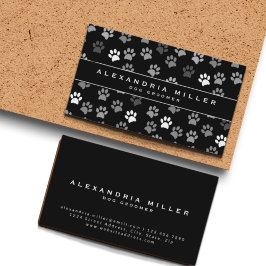 Svartvit marionett Hund Tass avtryck | Pet Groomer Visitkort