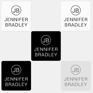 Svartvit Märkre för eget namn för monogram Klistermärke