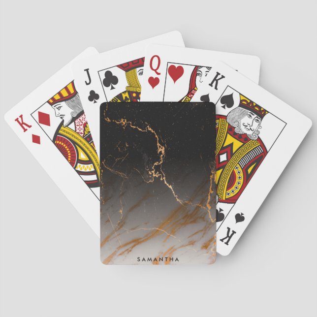Svartvit marmor casinokort (Baksidan)