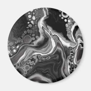 Svartvit marmor, fluid Art Magnet