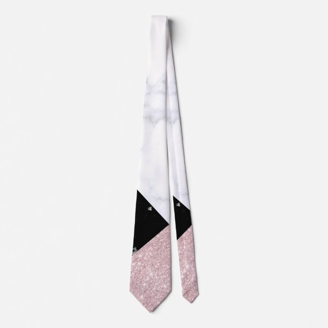 Svartvit marmor från elegant guld vid glitter slips (Framsida)