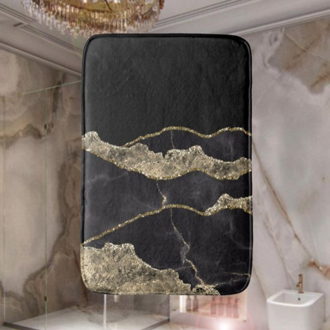 Svartvit marmor Guld-Elegant Badrumsmatta (Skapare uppladdad)
