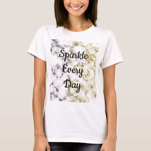 Svartvit marmor guld flake Gnistra varje dag T Shirt (Framsida)