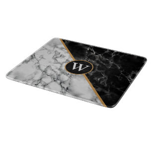 Svartvit marmor i Monogram Brev