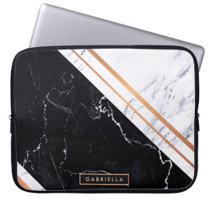 Svartvit marmor laptop fodral