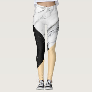 Svartvit marmor leggings