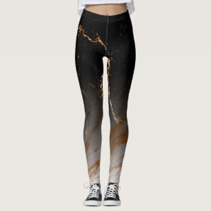 Svartvit marmor leggings
