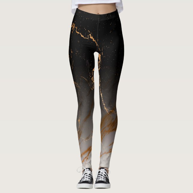 Svartvit marmor leggings (Framsida)