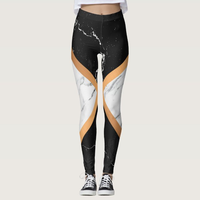 Svartvit marmor leggings (Framsida)