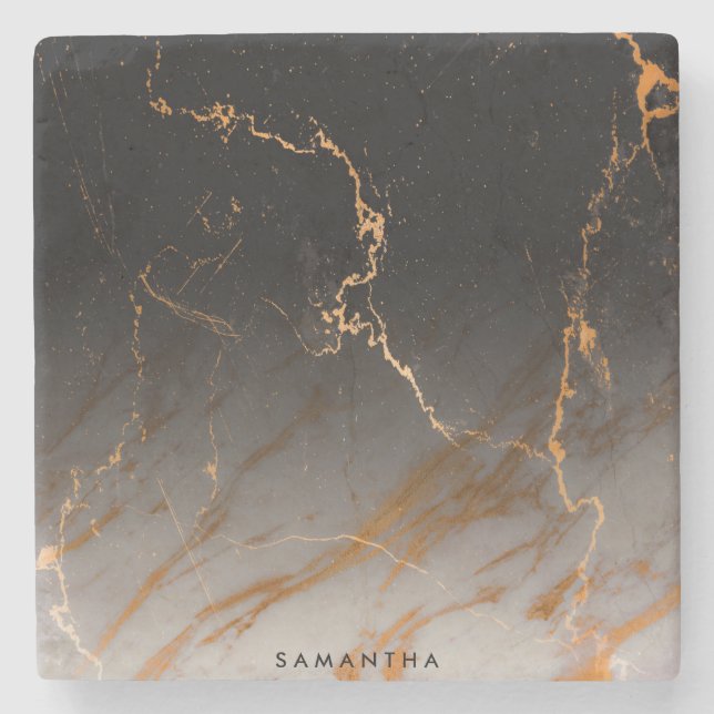 Svartvit marmor stenunderlägg (Framsidan)