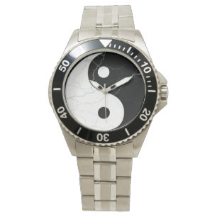 Svartvit marmor Yin Yang Armbandsur