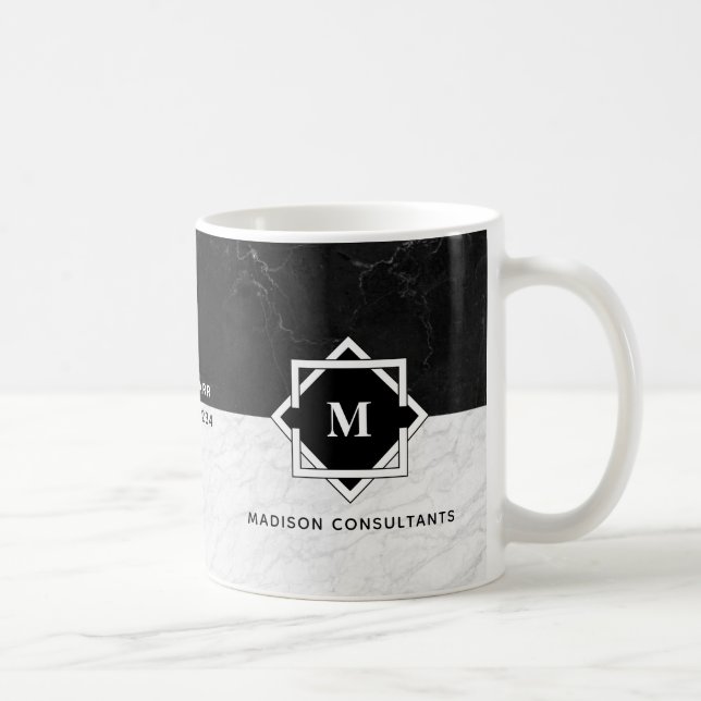 Svartvit marmorMonogram Kaffemugg (Höger)