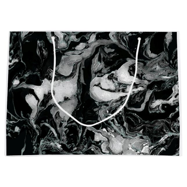 Svartvit marmorstrukturflytande målar konst (Framsidan)