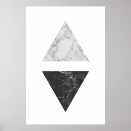 Svartvit marmortrianglar poster