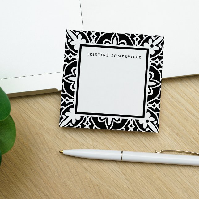 Svartvit marockansk Gräns | PERSONLIG Post-it Block (Skapare uppladdad)
