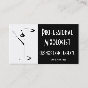 Svartvit Martini-Logotyp Mixolog Visitkort