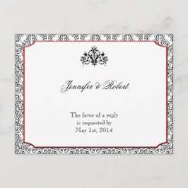 Svartvit mask med röd dekorfärg-OSA Inbjudan Vykort