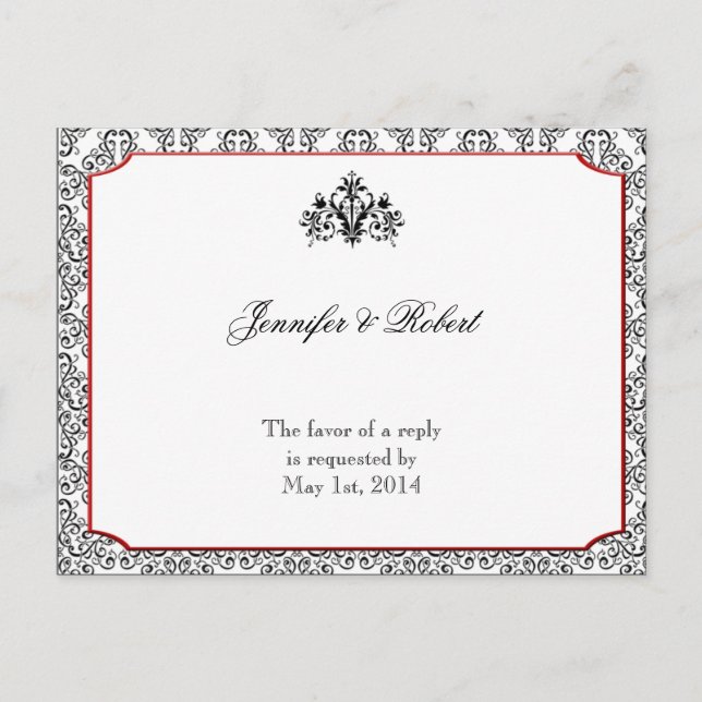 Svartvit mask med röd dekorfärg-OSA Inbjudan Vykort (Framsida)