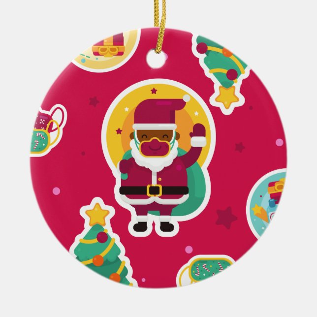 svartvit masksvart ansikte julgransprydnad keramik (Framsidan)