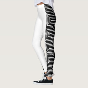 Svartvit Maze African Lera Trasa Leggings