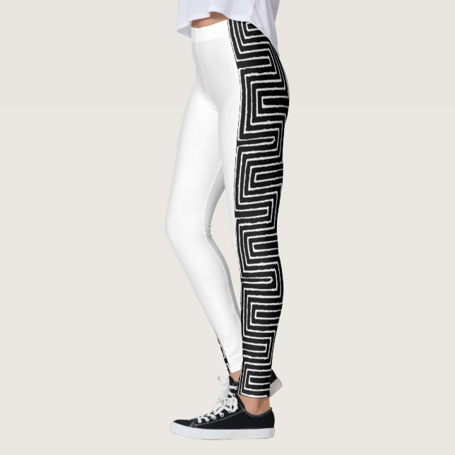 Svartvit Maze African Lera Trasa Leggings (Vänster)