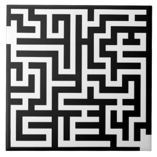 Svartvit Maze Kakelplatta