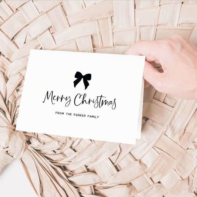 Svartvit med Bow | God jul Helgkort (Skapare uppladdad)